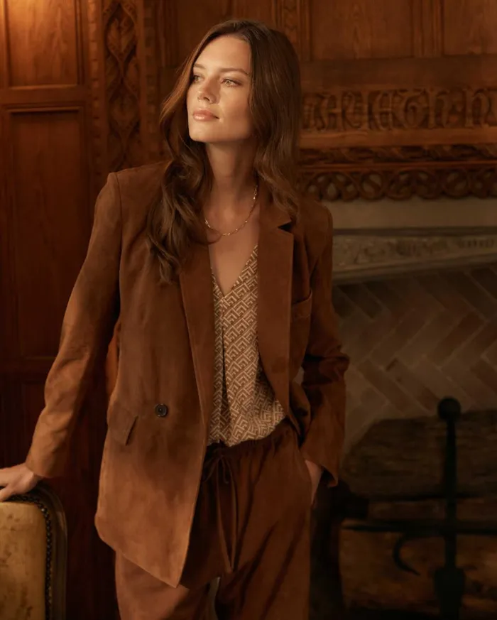 Jackets and Outerwear Women Billy Reid Suede Blazer Cognac