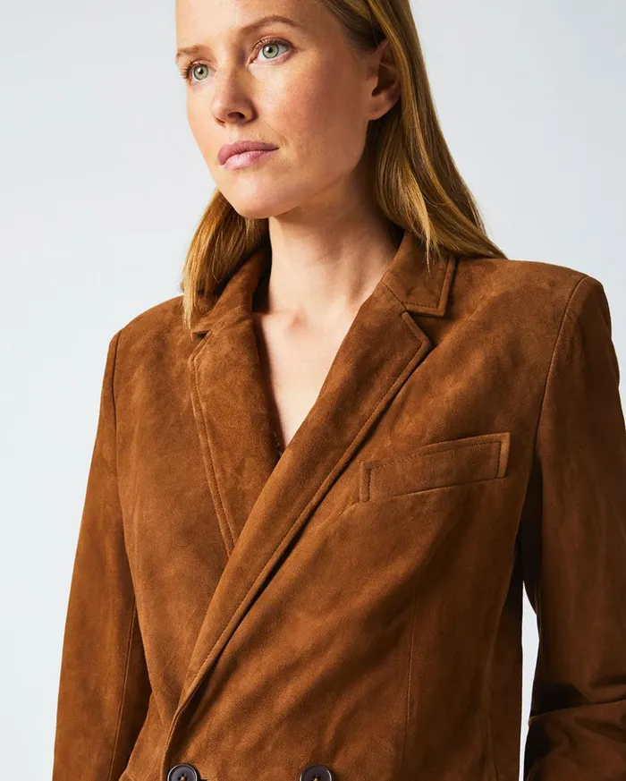 Jackets and Outerwear Women Billy Reid Suede Blazer Cognac