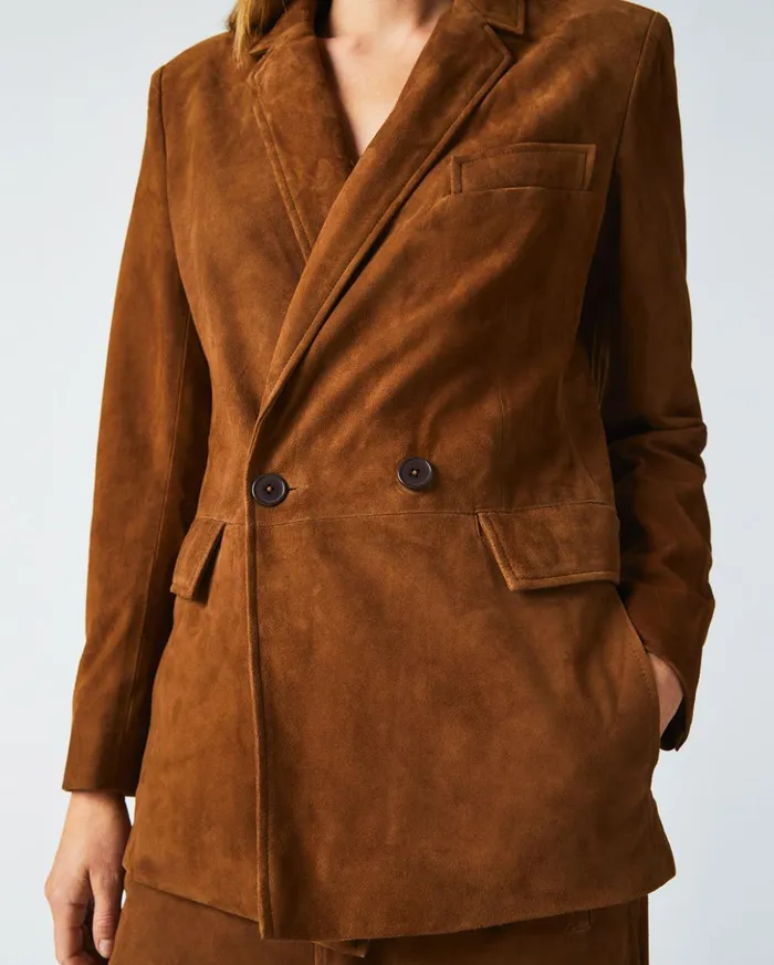 Jackets and Outerwear Women Billy Reid Suede Blazer Cognac