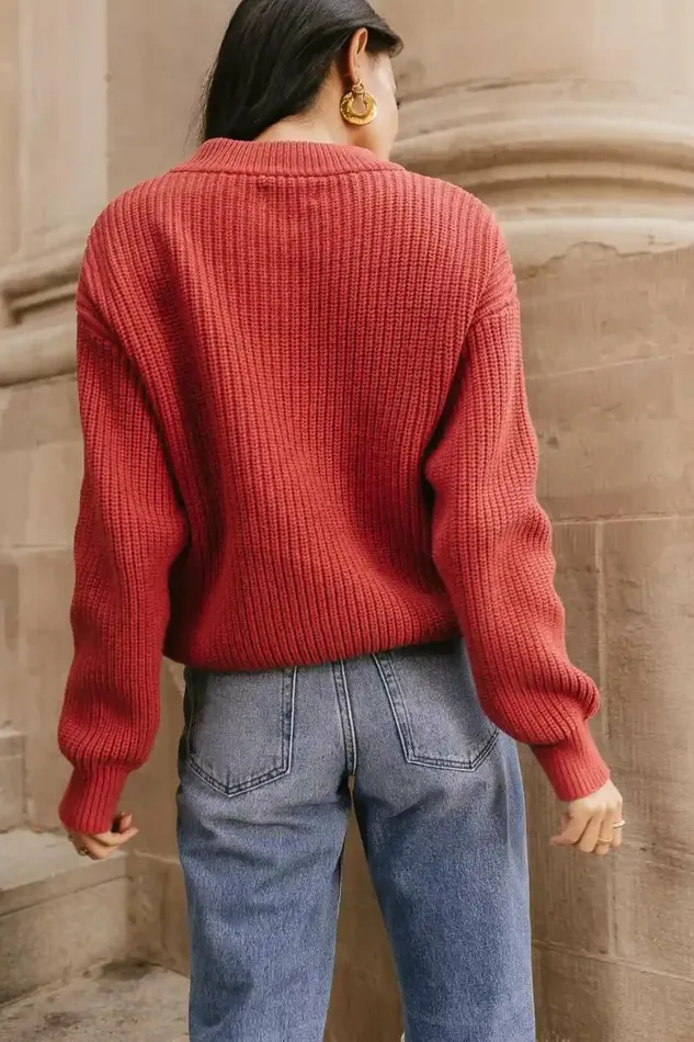 Jada Half Button Sweater In Red Red Women Bohme Tops