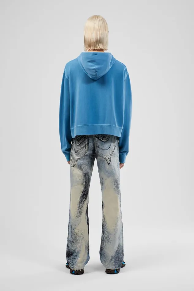 Jersey Women Camper Hoodie Blue Organic Cotton Hoodie