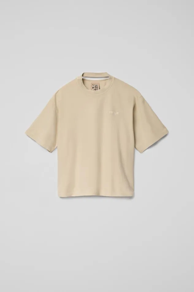 Jersey Women Camper TShirt Beige Cotton Tshirt