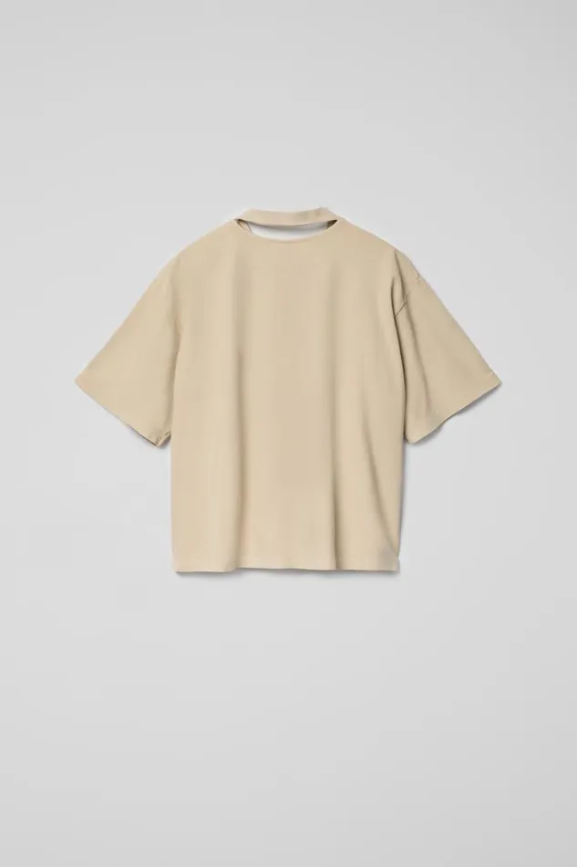 Jersey Women Camper TShirt Beige Cotton Tshirt