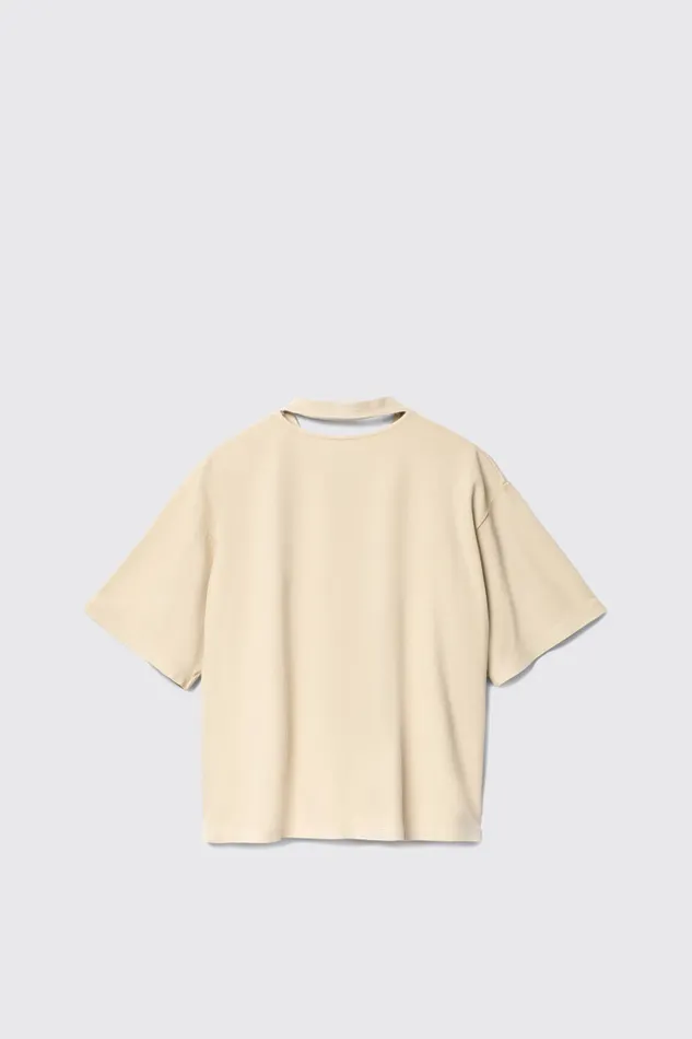 Jersey Women Camper TShirt Beige Cotton Tshirt