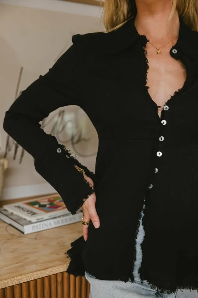Jesse Fringe Top In Black Black Women Bohme Tops