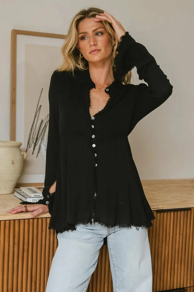 Jesse Fringe Top In Black Black Women Bohme Tops