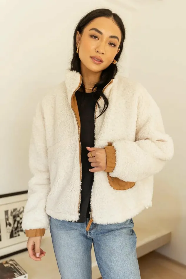 Jolanda Sherpa Jacket Ivory Women Bohme Outerwear