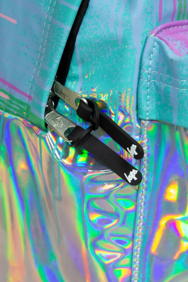 Just Hype Backpacks Hype Iconic PinkTeal Holo Drips Girls Backpack