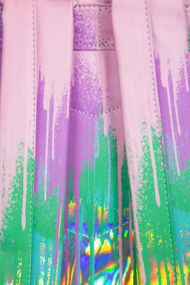 Just Hype Backpacks Hype Iconic PinkTeal Holo Drips Girls Backpack