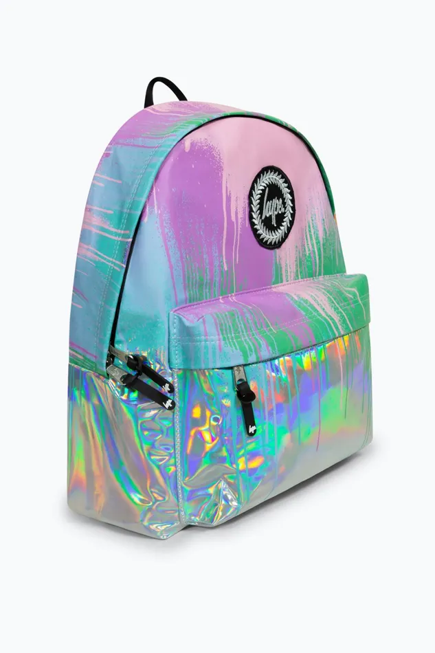 Just Hype Backpacks Hype Iconic PinkTeal Holo Drips Girls Backpack