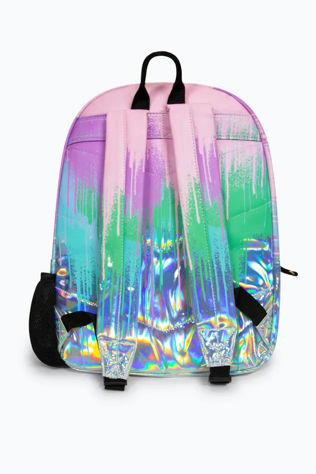 Just Hype Backpacks Hype Iconic PinkTeal Holo Drips Girls Backpack