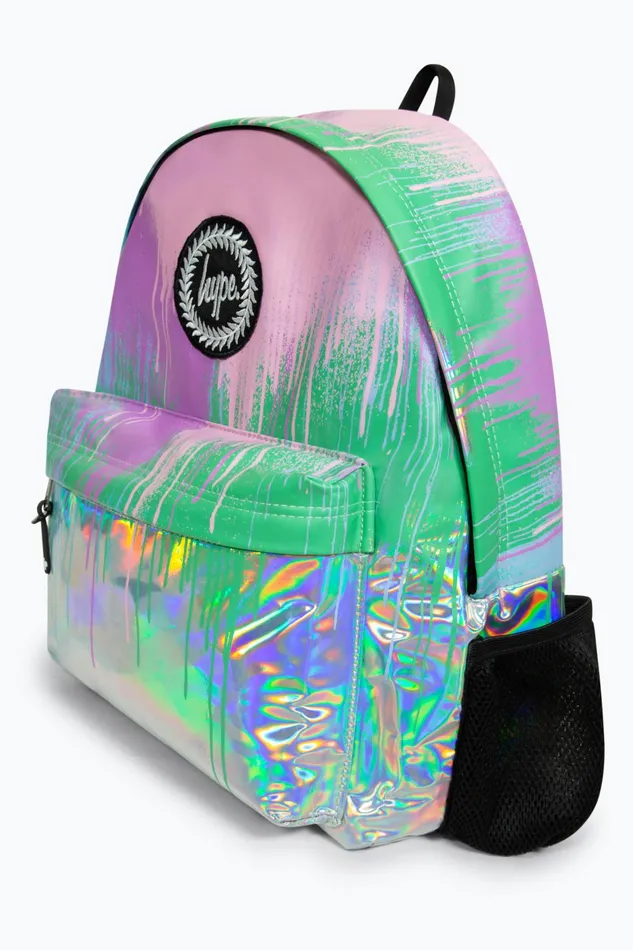Just Hype Backpacks Hype Iconic PinkTeal Holo Drips Girls Backpack