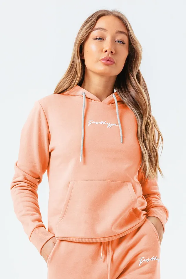 Just Hype Hoodies and Sweatshirts Hype Womens Peach Scribble Hoodie