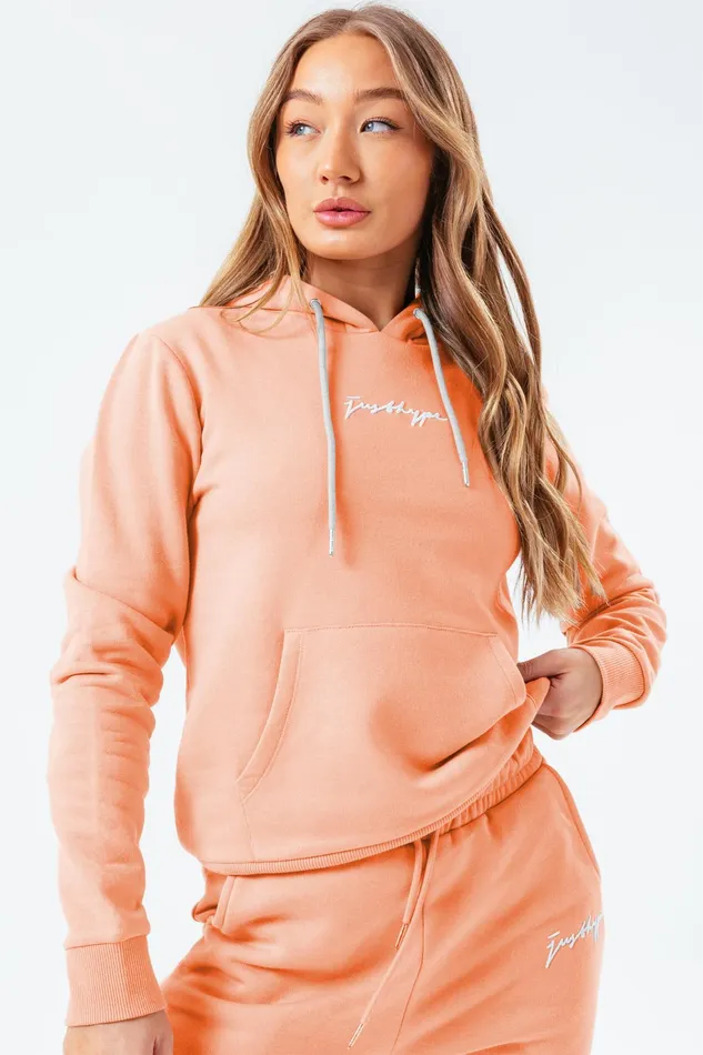 Just Hype Hoodies and Sweatshirts Hype Womens Peach Scribble Hoodie