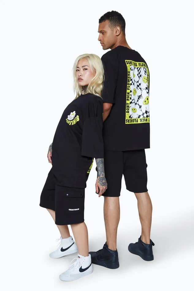 Just Hype Swimwear and Shorts Continu8 Unisex Black Cargo Pocket Shorts