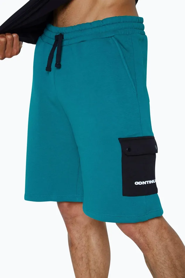 Just Hype Swimwear and Shorts Continu8 Unisex Dark Teal Cargo Pocket Shorts