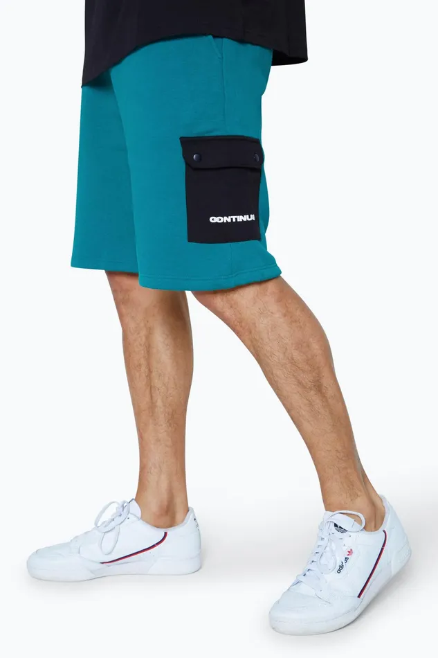 Just Hype Swimwear and Shorts Continu8 Unisex Dark Teal Cargo Pocket Shorts