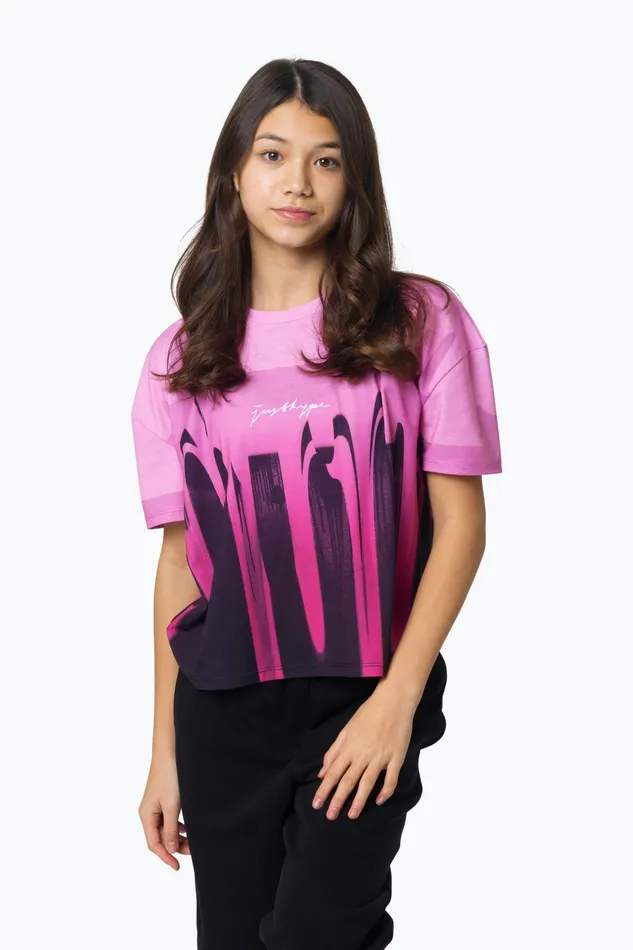 Just Hype TShirts Hype Kids Pink Oversized Drip TShirt