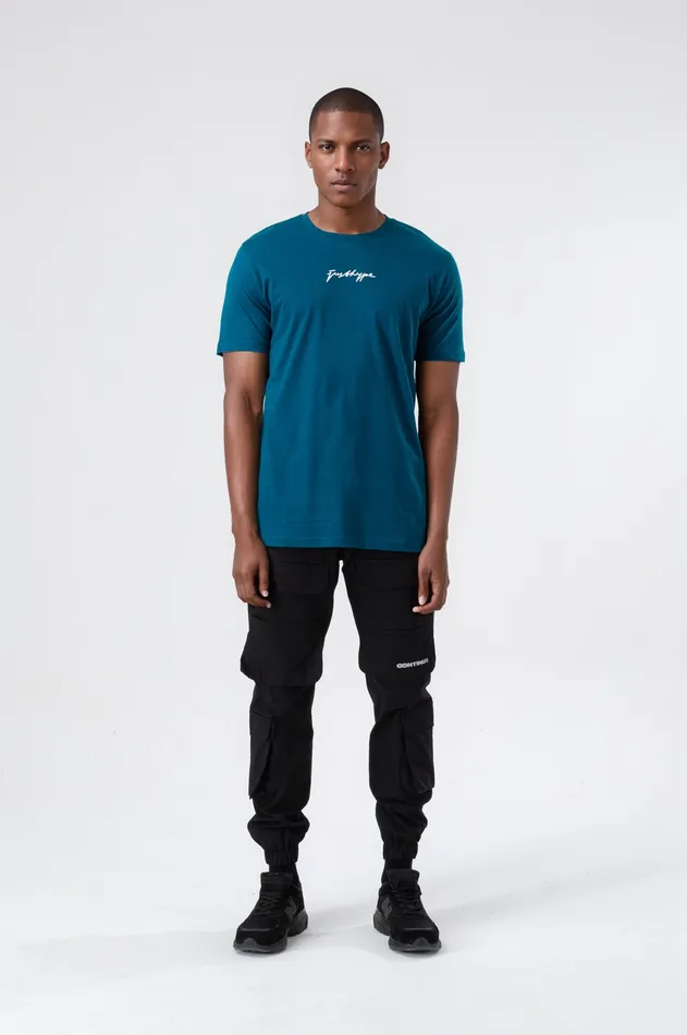 Just Hype TShirts Hype Mens Teal Scribble TShirt