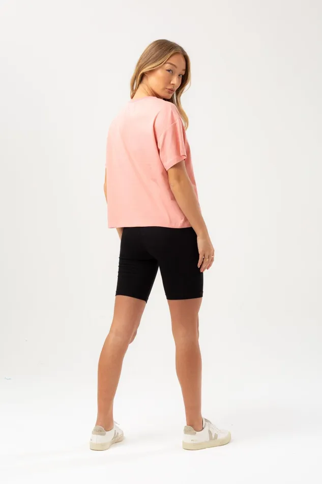Just Hype Tops and TShirts Hype Womens Blush Scribble Embroidery Boxy TShirt