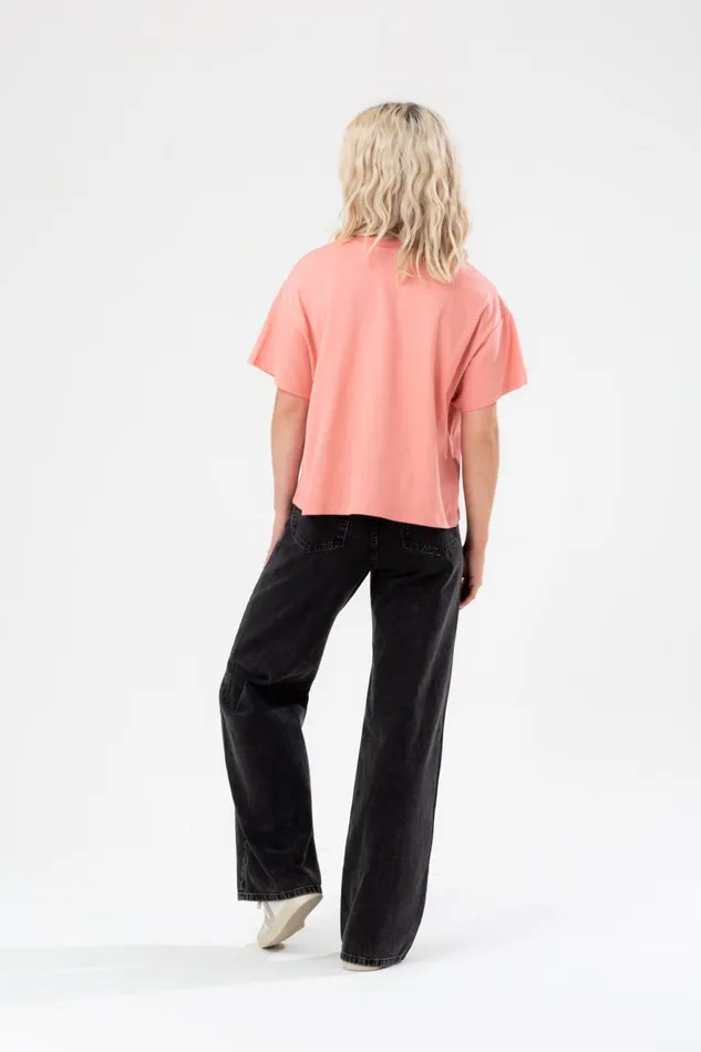 Just Hype Tops and TShirts Hype Womens Blush Scribble Embroidery Boxy TShirt