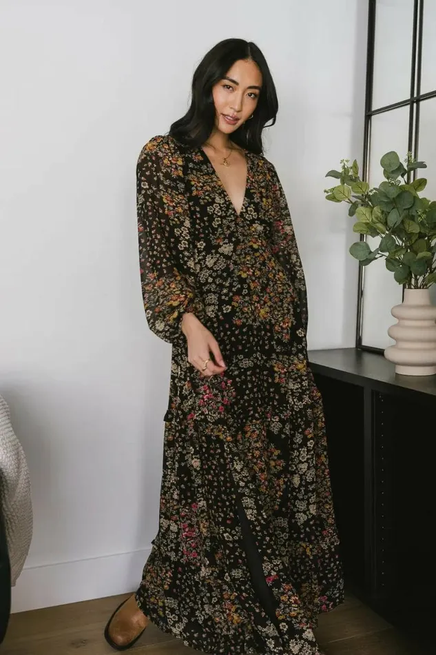 Kali Floral Dress Black Women Bohme Dresses