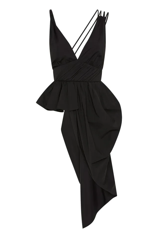 Karina Asymmetric Drape Top Black Women Aje Wedding Guest Dresses