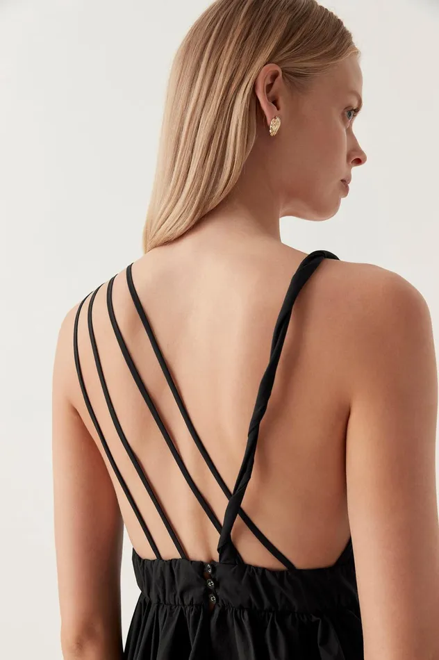 Karina Asymmetric Drape Top Black Women Aje Wedding Guest Dresses