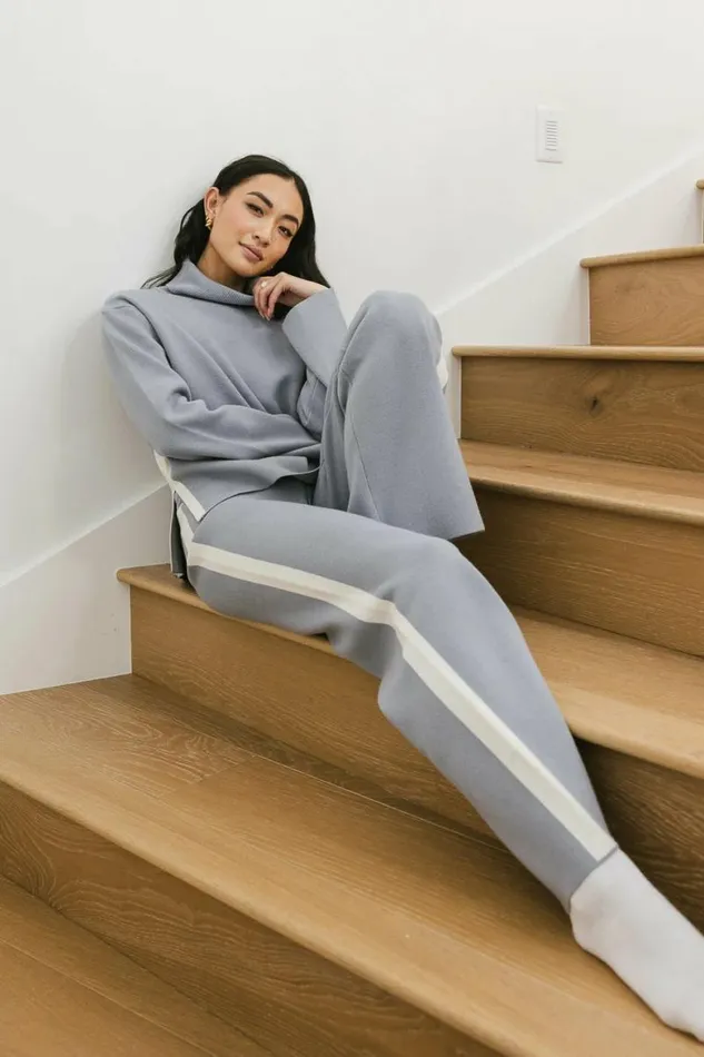 Kiara Knit Pants In Blue Blue Women Bohme Sets