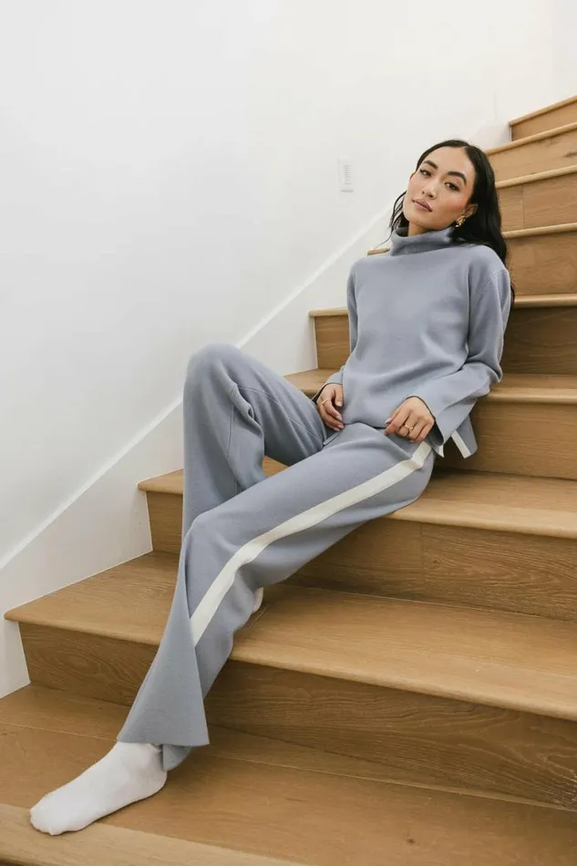 Kiara Knit Pants In Blue Blue Women Bohme Sets