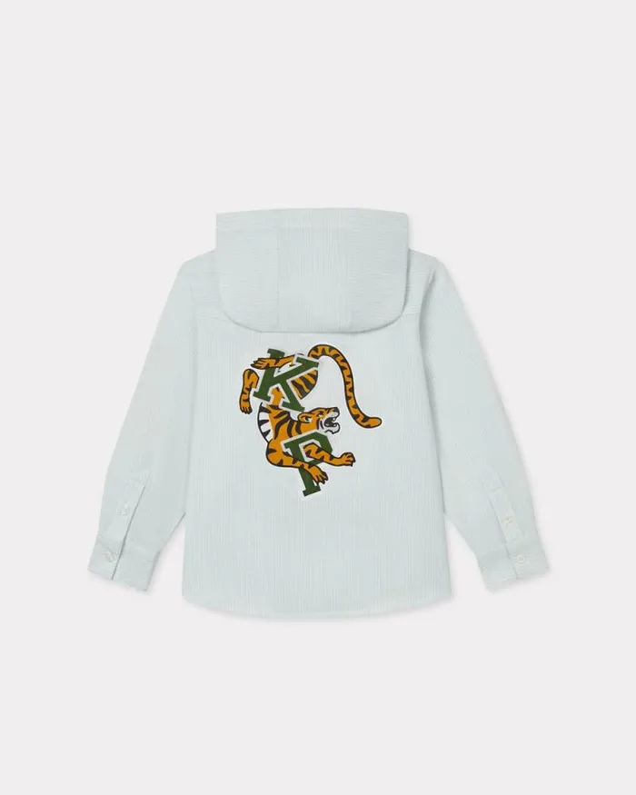 Kids 039Blue Jungle039 Cotton Hoodie Sky Blue Kenzo Tshirts And Sweatshirts