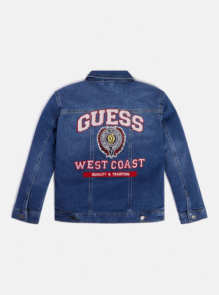 Kids Big Boy GUESS Eco Blue Wash Patches Logo Denim Jacket 716 Kids Big Boy GUESS Eco Blue Wash Patches Logo Denim Jacket 716