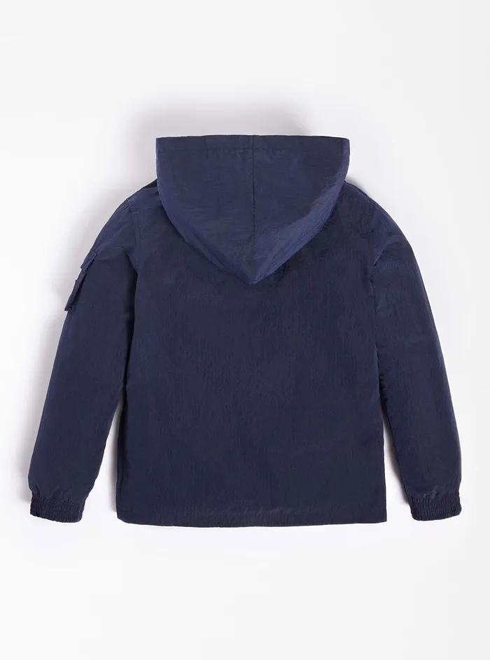 Kids Big Boy GUESS Smart Blue Nylon Hooded Jacket 716 Kids Big Boy GUESS Smart Blue Nylon Hooded Jacket 716