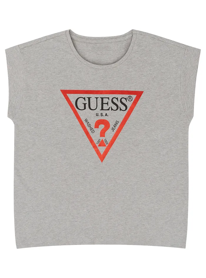 Kids Big Girl GUESS Grey Logo Cropped Tshirt 716