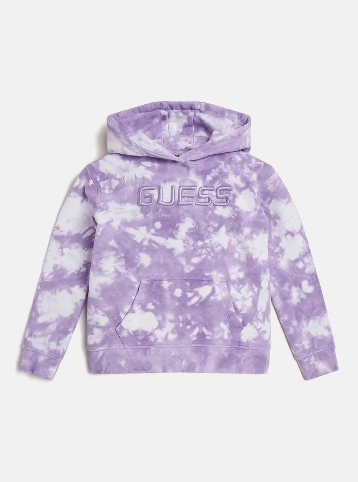 Kids Big Girl GUESS Lilac Tie Dye Logo Active Hoodie 716