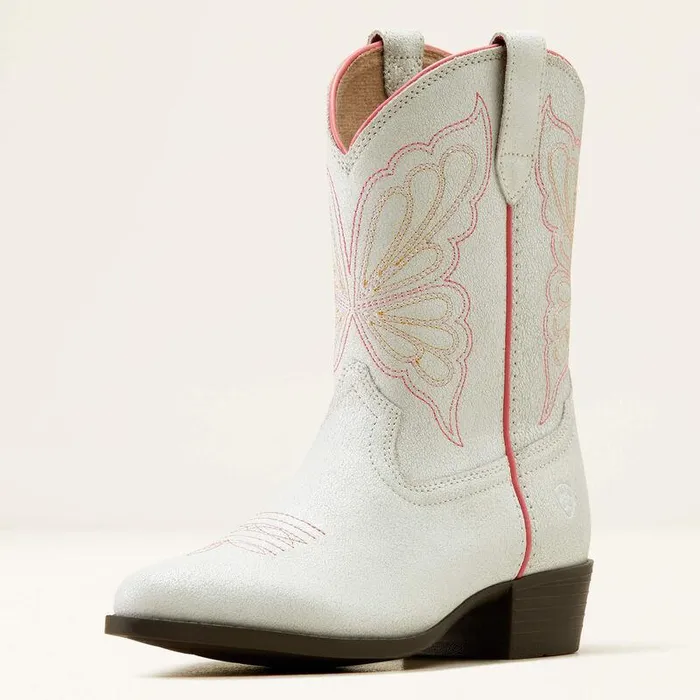 Kids Big Kids039 Footwear Ariat Heritage Butterfly Western Boot Distressed Ivory