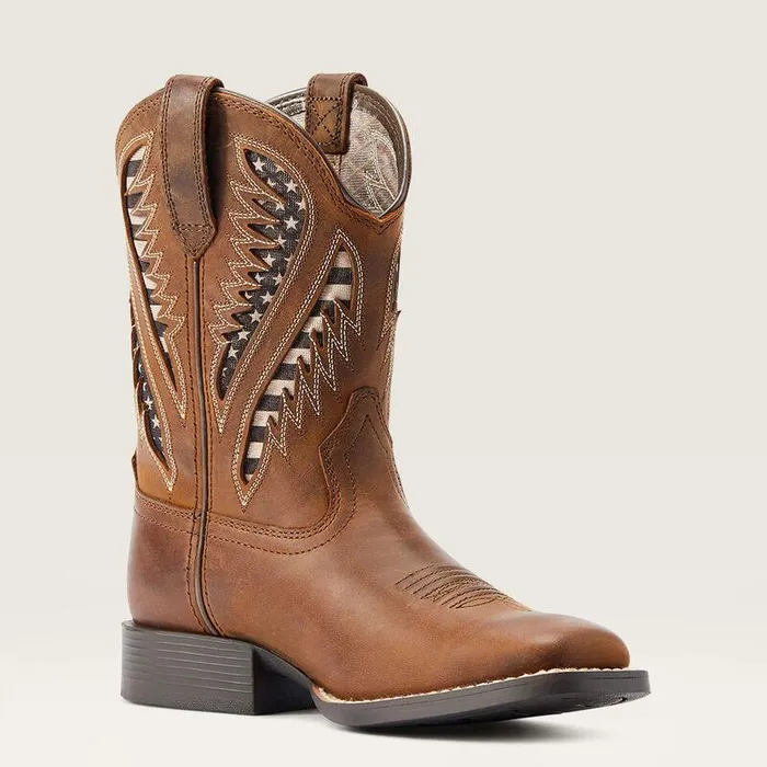 Kids Big Kids039 Footwear Ariat Quickdraw VentTEK Western Boot Distressed Tan