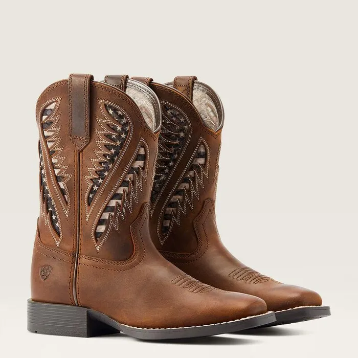 Kids Big Kids039 Footwear Ariat Quickdraw VentTEK Western Boot Distressed Tan