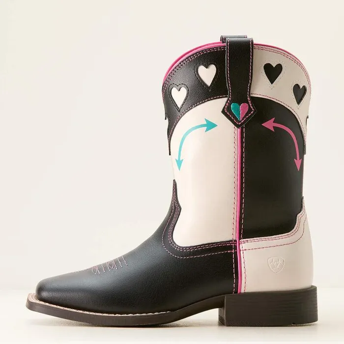 Kids Big Kids039 Footwear Ariat Round Up Hearts Western Boot Madison Avenueclassic White
