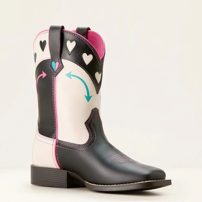 Kids Big Kids039 Footwear Ariat Round Up Hearts Western Boot Madison Avenueclassic White