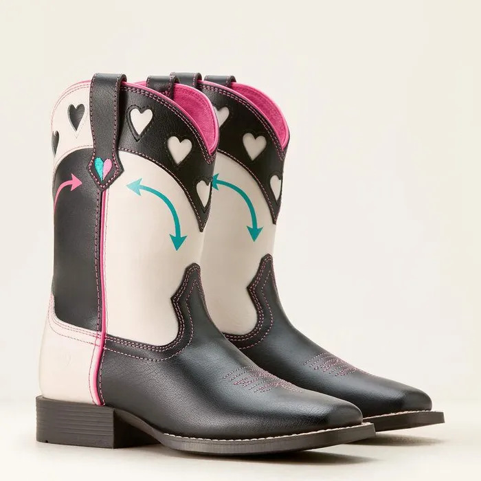 Kids Big Kids039 Footwear Ariat Round Up Hearts Western Boot Madison Avenueclassic White
