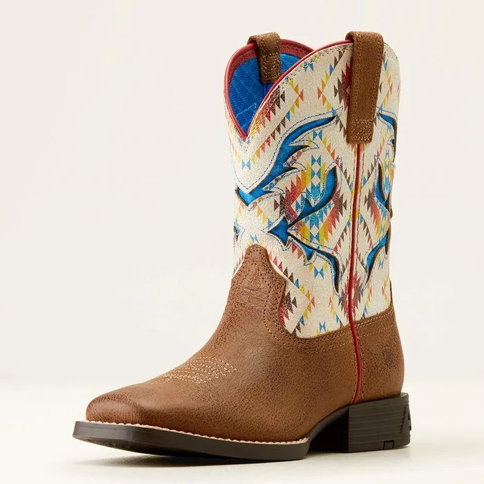 Kids Big Kids039 Footwear Ariat San Angelo VentTEK Western Boot Toasty Tanbright Saddle Blanket Kids Big Kids039 Footwear Ariat San Angelo VentTEK Western Boot Toasty Tanbright Saddle Blanket