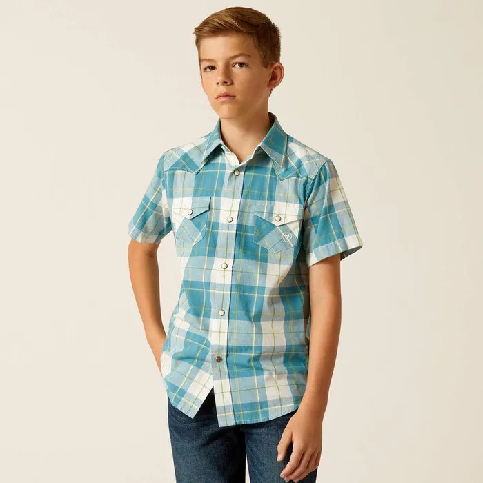 Kids Button Down Shirts Ariat Harry Retro Fit Shirt Gasoline