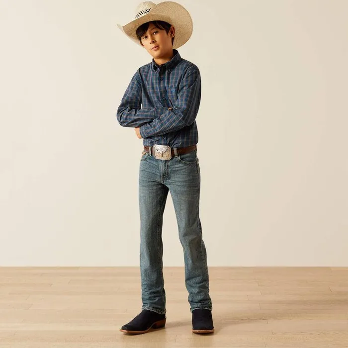 Kids Button Down Shirts Ariat Pro Series Joaquin Classic Fit Shirt Navy