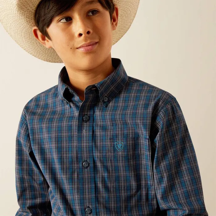 Kids Button Down Shirts Ariat Pro Series Joaquin Classic Fit Shirt Navy