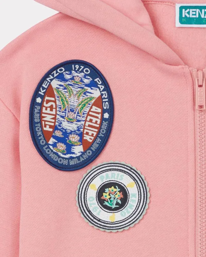 Kids Embroidered 039KENZO Tour039 Cotton Sweatshirt Dark Rose Kenzo Tshirts And Sweatshirts