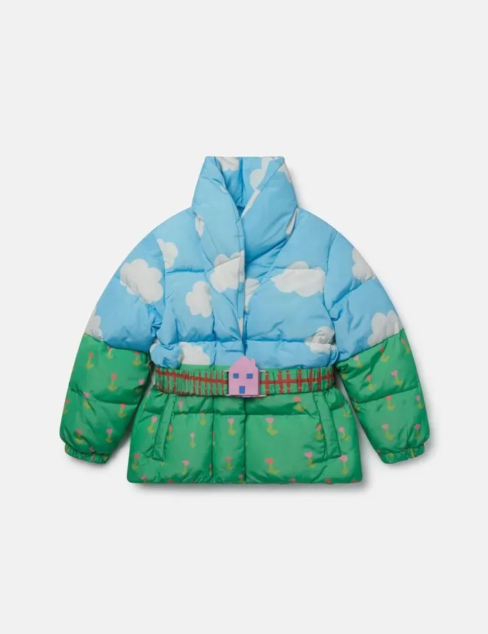 Kids Farmyard Print Hooded Puffer Coat Multicolour Stella McCartney Outerwear