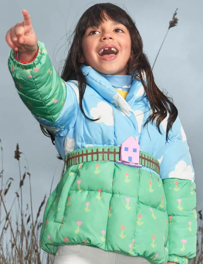 Kids Farmyard Print Hooded Puffer Coat Multicolour Stella McCartney Outerwear