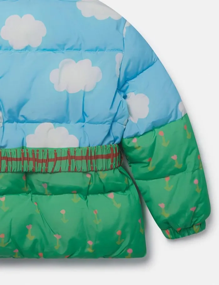 Kids Farmyard Print Hooded Puffer Coat Multicolour Stella McCartney Outerwear