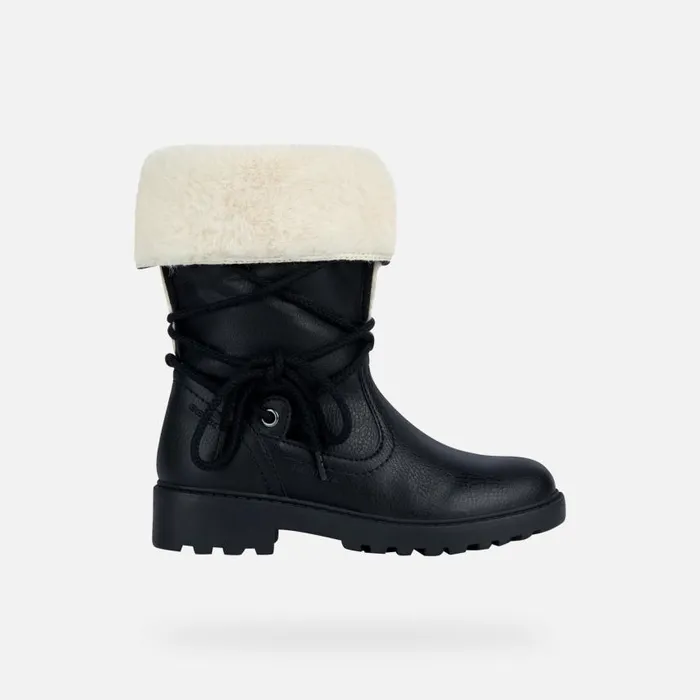 Kids Geox Ankle Boots CASEY B ABX Waterproof Boots Black Junior Girl FW Black